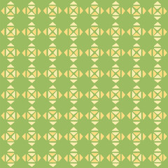 diamonds of yellow hand drawn triangles. folk decorative art. green repetitive background. vector seamless pattern. geometric fabric swatch. wrapping paper. design template for textile, linen