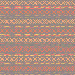 hand drawn crosses and dots in warm colors. ethnic motif. gray geometric repetitive background. vector seamless pattern. fabric swatch. design template for textile 