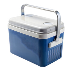 A blue and white cooler on transparent background