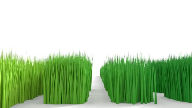 Paris city of France name in geometry style design. Green fresh spring grass growth on letters. Ecology concept. 3D render
