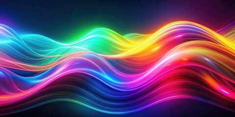 Vivid fluorescent abstract background with dynamic waves, Vivid, fluorescent, net art style, abstract, background, dynamic