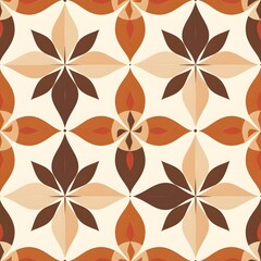Colorful geometric floral pattern in warm earthy tones