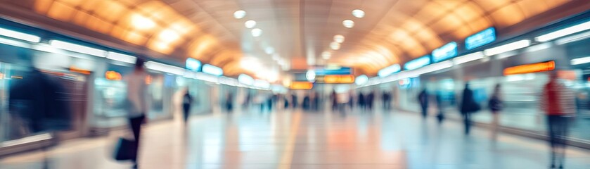 Public transportation station blurred panoramic background