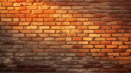 Fototapeta premium Photograph of a close-up brick wall background in warm afternoon sunlight