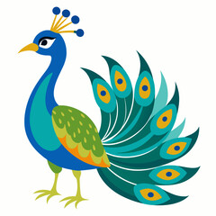 Peacock with feather isolated on white background, peacock vector illustration, bird on a branch vector art, peacock silhouette, bird vector icon, bird on a branch line art, eps, peacock on a branch c