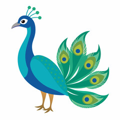 Peacock with feather isolated on white background, peacock vector illustration, bird on a branch vector art, peacock silhouette, bird vector icon, bird on a branch line art, eps, peacock on a branch c