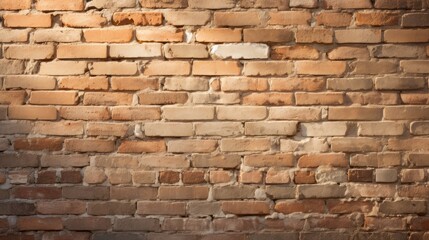 Obraz premium Photograph of a close-up brick wall background in warm afternoon sunlight