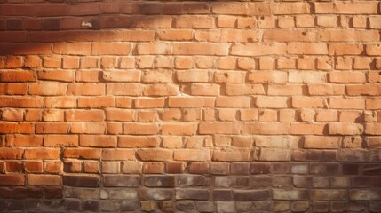 Fototapeta premium Photograph of a close-up brick wall background in warm afternoon sunlight
