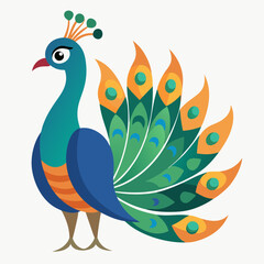 Peacock with feather isolated on white background, peacock vector illustration, bird on a branch vector art, peacock silhouette, bird vector icon, bird on a branch line art, eps, peacock on a branch c