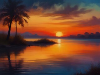 Obraz premium artistic image of a tropical sunset 8