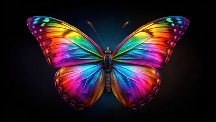 Butterfly with vibrant colors on a dark black background, vibrant, colorful, insect, wings, beauty, nature, flying