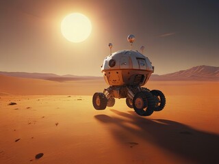 
illustration of a robot exploring the surface of the planet Mars 27