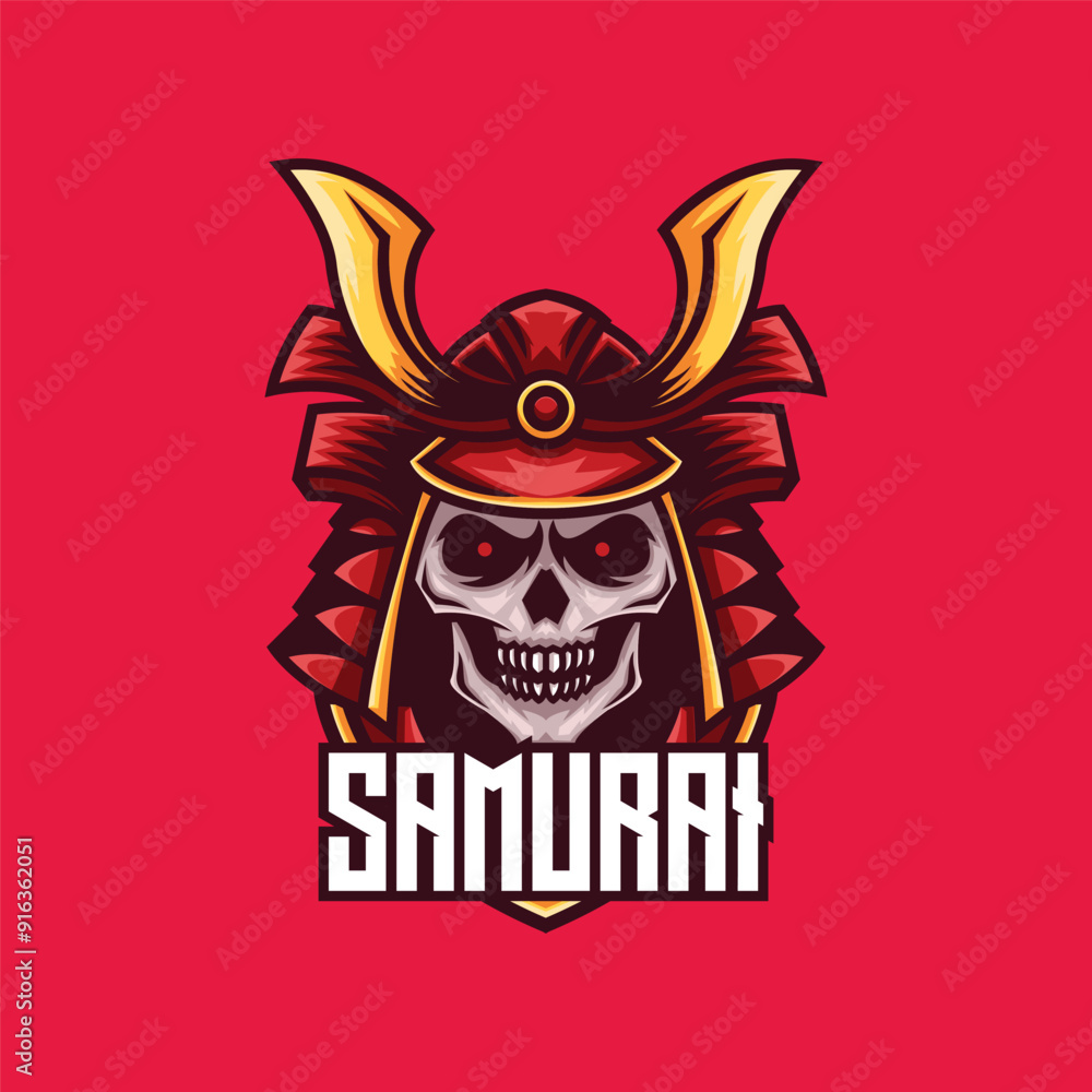 Wall mural Vector Logo Illustration Samurai E- Sport and Sport Style.