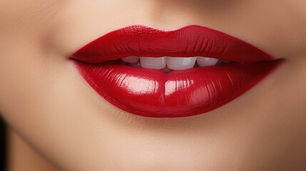 Fototapeta premium photograph of a close-up of a woman's smiling lips
