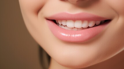 Fototapeta premium photograph of a close-up of a woman's smiling lips