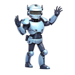 Naklejka premium An illustration of a robot police celebrating