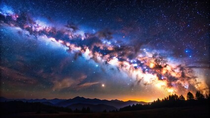 Obraz premium A vibrant and awe-inspiring image of the Milky Way galaxy in the night sky, space, stars, astronomy, nebula