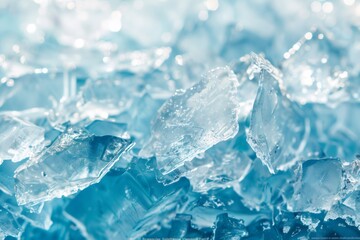 Obraz premium close-up of cracked ice intricate ice textures sharp edges and crystalline structures. Background texture.