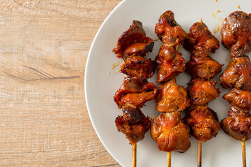 grilled chicken gizzard skewer yakitori serve in izakaya style