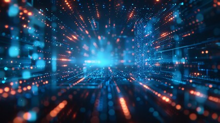 Obraz premium abstract tech background overlapping digital grids background.