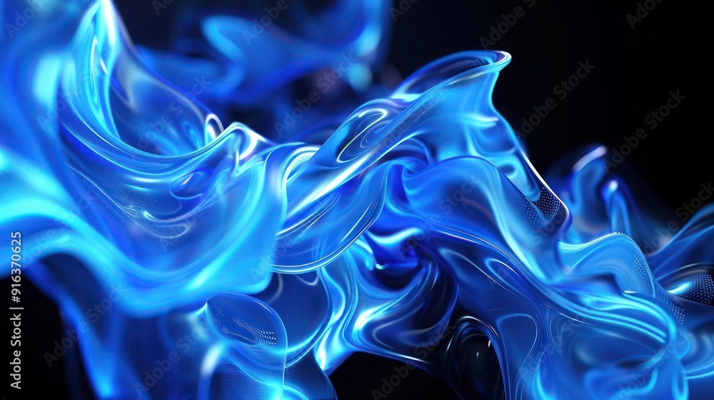 Aufkleber a mesmerizing 3d abstract background featuring fluid, neon blue biomorphic shapes that twist and flo