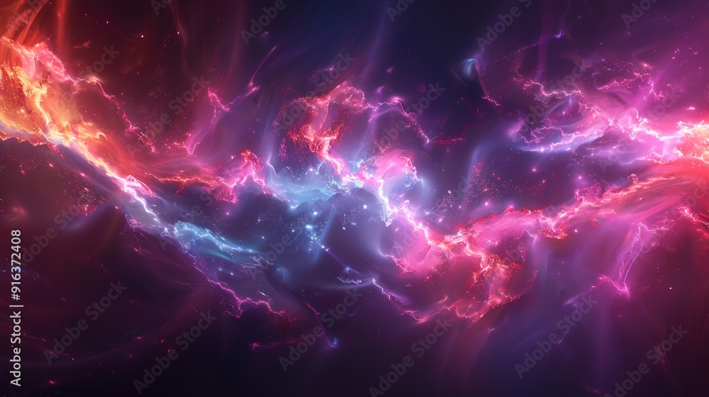 Poster a digital abstract background, fractal patterns pulsating energy waves holographic elements. backgro