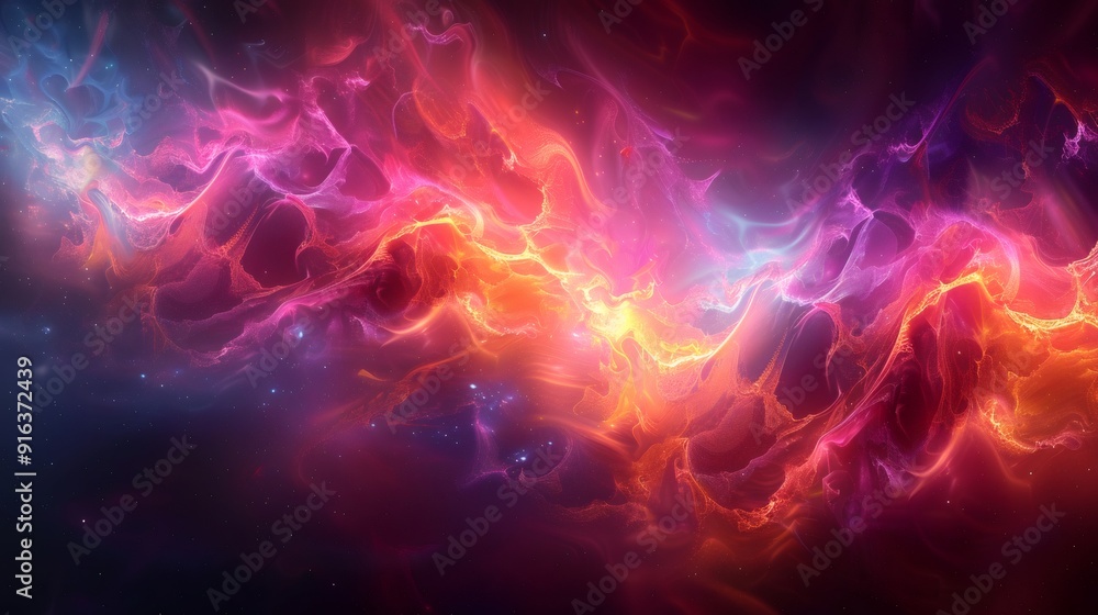 Poster a digital abstract background, fractal patterns pulsating energy waves holographic elements. backgro