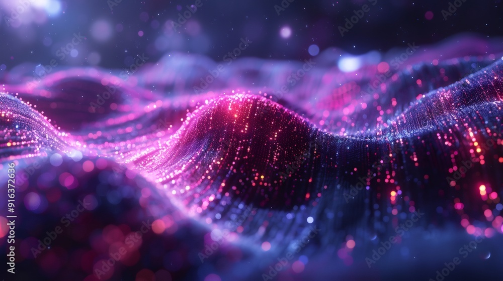 Poster a digital abstract background, fractal patterns pulsating energy waves holographic elements. backgro