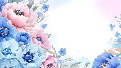 Elegant Watercolor Floral Background with Space for Speech and Pastel Flowers