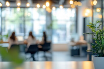Blur background of modern office for the corporate business team with generative ai