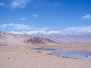 landscape with mountain, sky and  clouds 