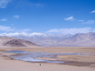 landscape with mountains, sky and clouds