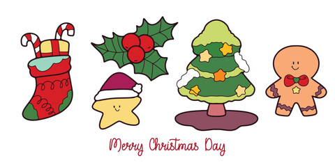 christmas cartoon Cute elements, card decoration, vector illustration