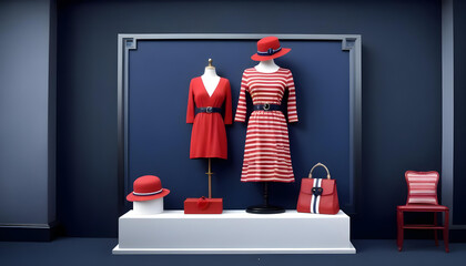 striped dress red hat fashion accessories displayed 1