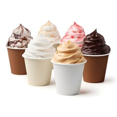 ice cream with chocolate and deffrent ice cream on white background,