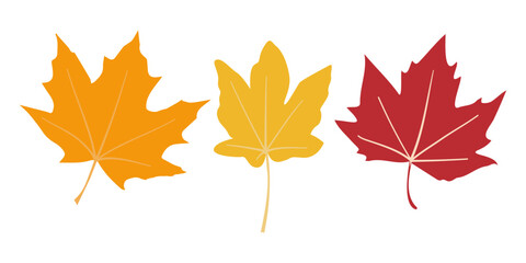 set of vector elements of autumn tree leaves