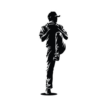 isolated silhouette of baseball thrower