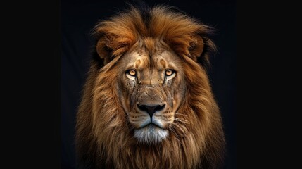 Lion king  Portrait on black background