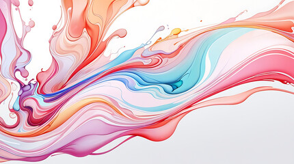 Abstract Fluid Art with Swirling Colors and Soft Gradients on a White Background, Featuring Ample Copy Space for Text or Branding