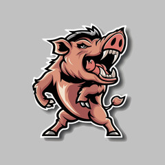 Wild Boar Roar Design Illustration