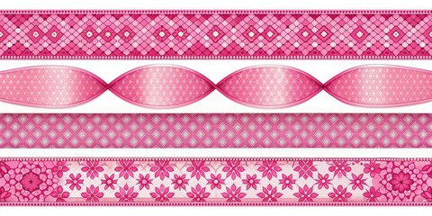 Lovely pink ribbons with decorative patterns, lovely, pink, ribbons, decorative, patterns, cute, festive, girly, accessories