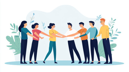 Obraz premium Show a group of people working together harmoniously on a project, such as in a workplace, sports team, or community effort, highlighting the trust necessary for effective collaboration 