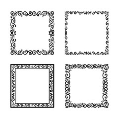 Adobe Illustrator Artwork, collection frames, hand drawn ink elements on white background