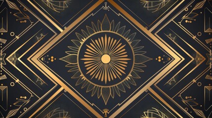 Obraz premium Bold geometric art deco wedding invitation with gold accents. ideal for banners and a glamorous, retro wedding theme.