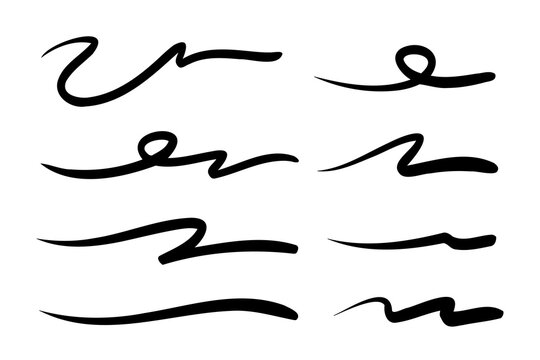 Adobe Illustrator Artwork, strokes, underlines, highlighter marker strokes, wave brush marks.