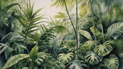 beautiful background of tropical plants. generative ai