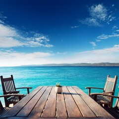 Fototapeta premium wooden chair on the beach