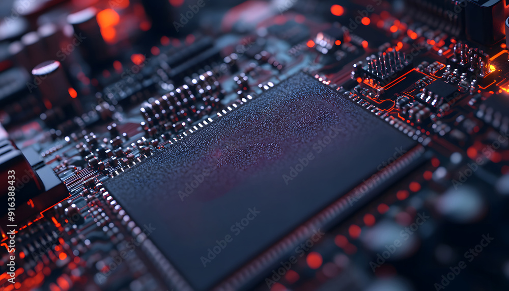 Fototapete a close-up view with the acronym css displayed on a microchip, representing the concept of cascading