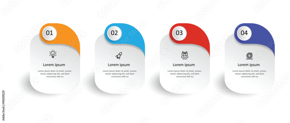 Poster Design template infographic vector element with 4 step process can be used for workflow, business information, presentation, data visualization and web graphic design 