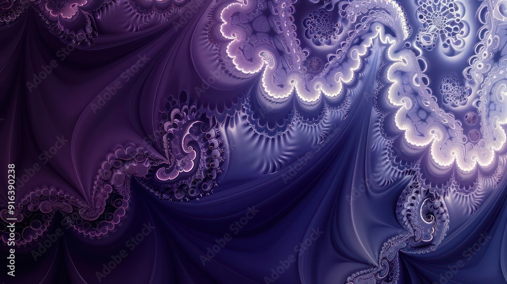 Poster abstract background, mesmerizing fractal patterns with gradient transitions from dark blue to light 
